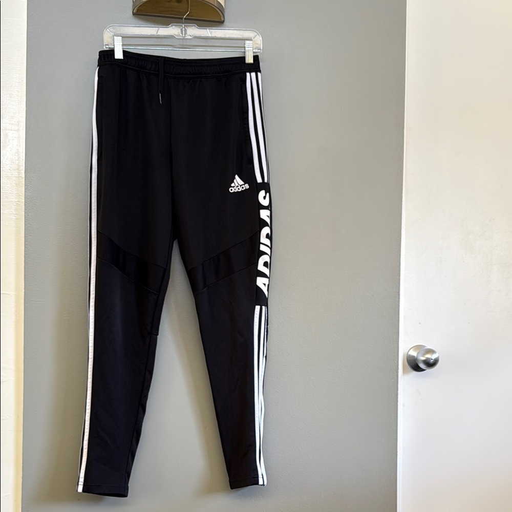 Adidas Black and White Sweatpants with Signature Stripes